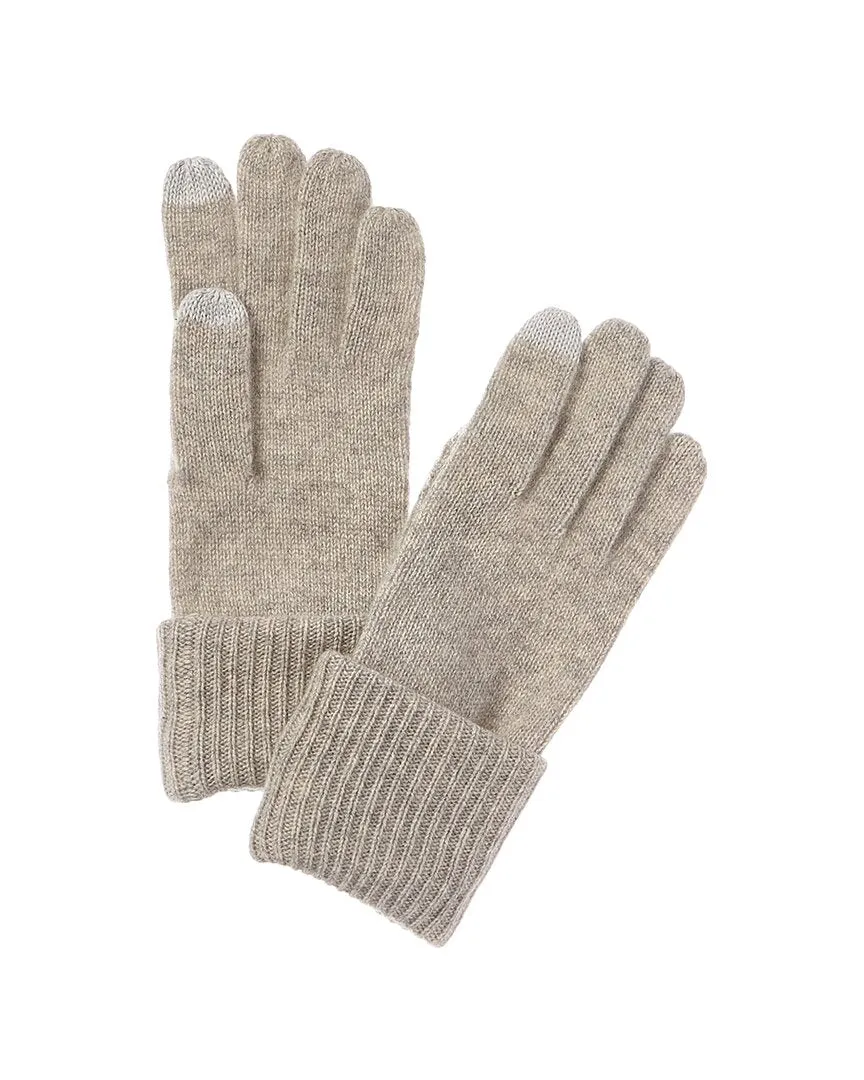 Amicale Cashmere Fold-Over Rib Cuff Cashmere Gloves