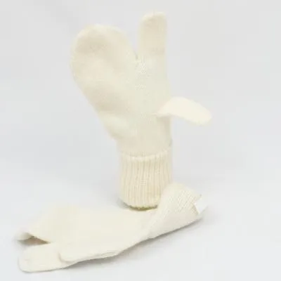 British Wool 3 1 1 Mittens. NOS. Creamy-White.