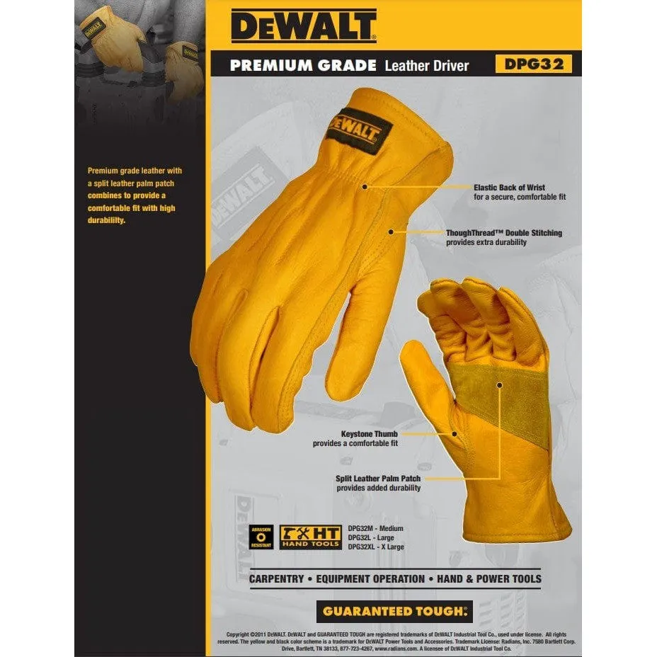 DeWalt DPG32 Premium Grade Leather Driver Gloves