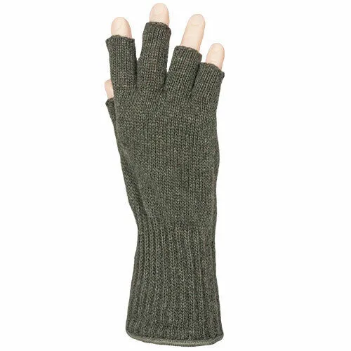 MILITARY D-3A  OPEN FINGER GLOVES OD GREEN FINGERLESS LINERS 85% WOOL 15% NYLON