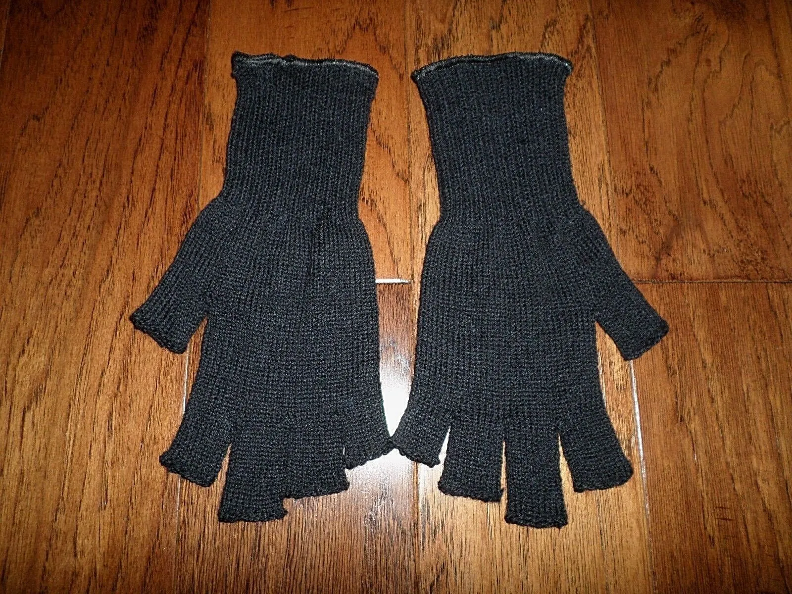 MILITARY OPEN FINGER GLOVES BLACK FINGERLESS D-3A STYLE 85% WOOL 15% NYLON