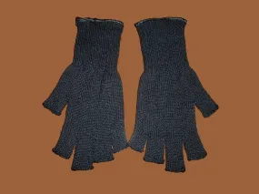 MILITARY OPEN FINGER GLOVES BLACK FINGERLESS D-3A STYLE 85% WOOL 15% NYLON