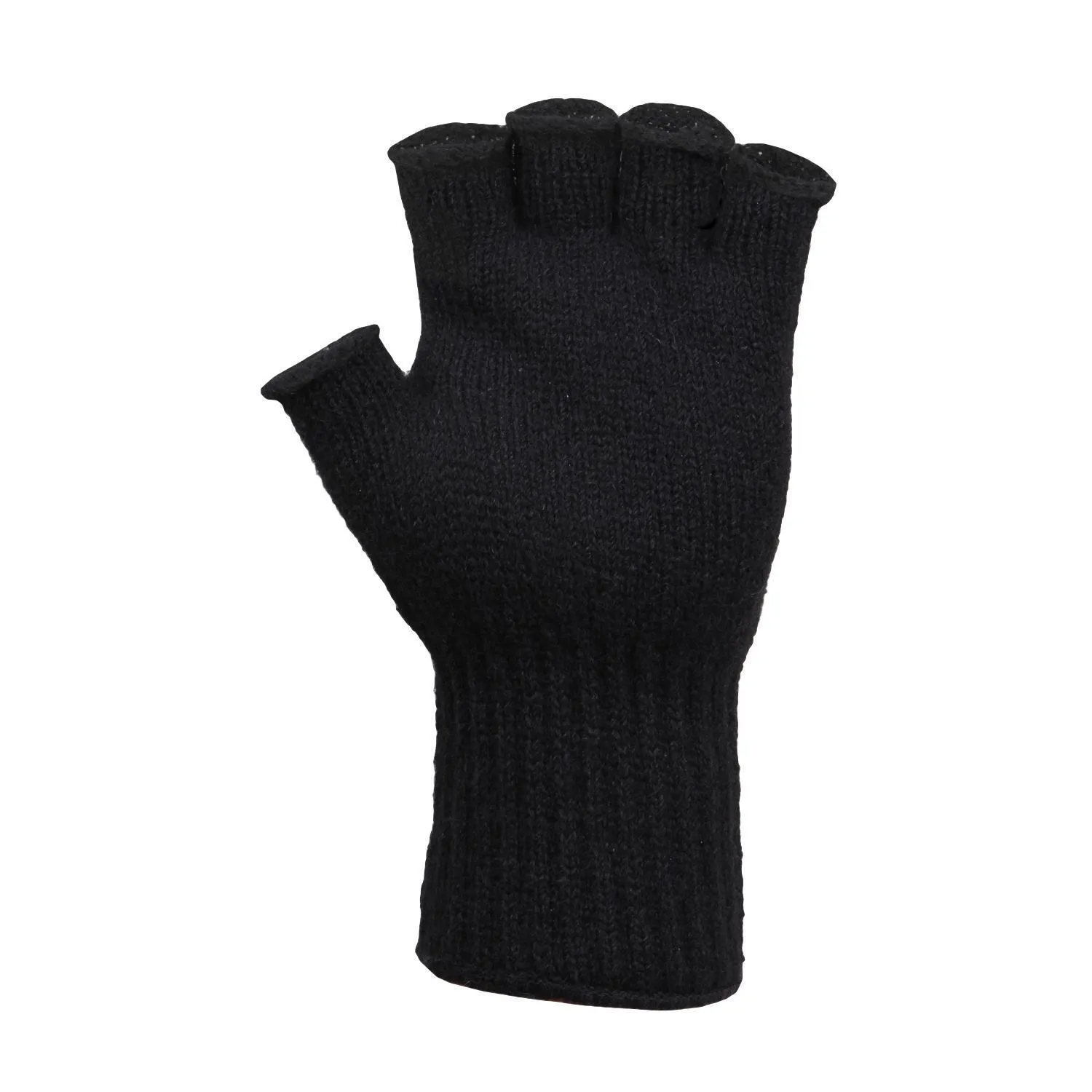 MILITARY OPEN FINGER GLOVES BLACK FINGERLESS D-3A STYLE 85% WOOL 15% NYLON