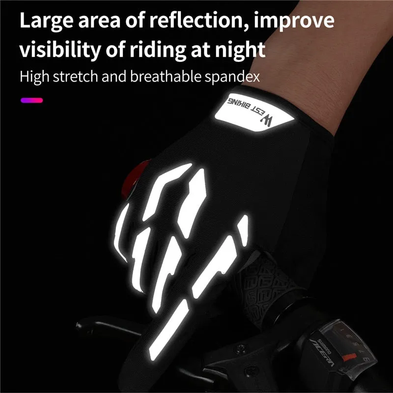 Reflective Cycling Gloves Touch Screen Breathable Sports Gloves Men Women Bicycle Motorcycle Running Fitness Gloves